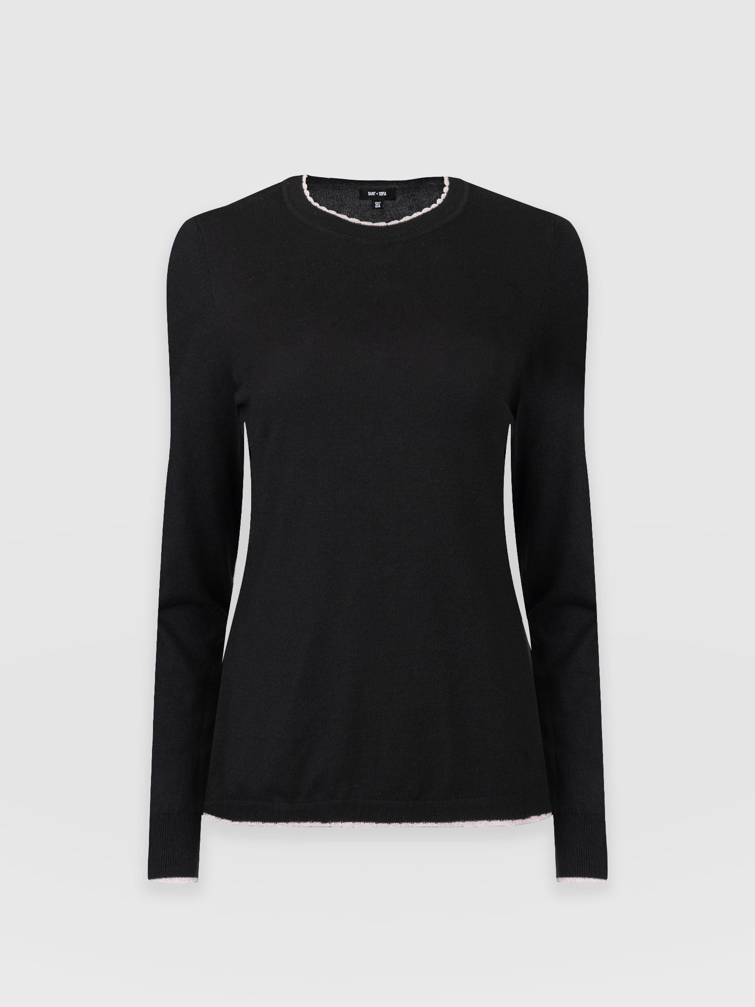Scallop Edge Jumper Black - Women's Jumpers | Saint + Sofia® EU